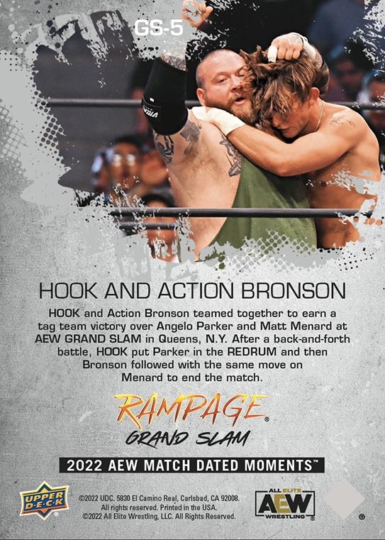 AEW UPPER DECK E-PACK MATCH DATED MOMENTS 2022 – HOOK AND ACTION